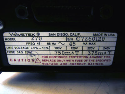 Wavetek 270 programmable function generator opt. 002