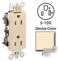 Leviton 16252-i duplex receptacle 15 a 125 v free ship