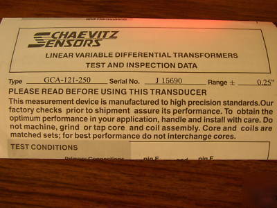 Schaevitz linear transducer type gca-121-250