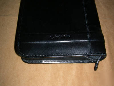 Franklin covey compact black zippered leather planner