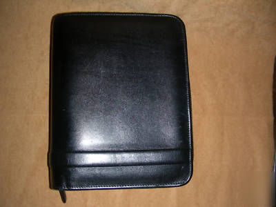 Franklin covey compact black zippered leather planner