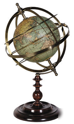 Terrestrial armillary sphere world globe desk accessory