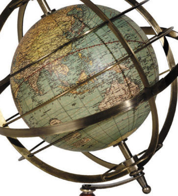 Terrestrial armillary sphere world globe desk accessory
