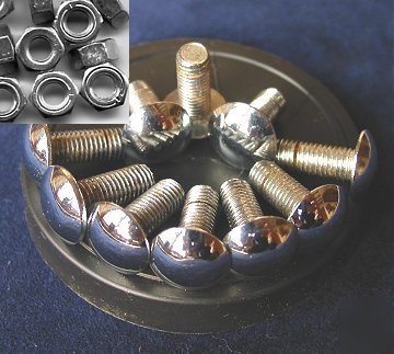 New 10 chrome domed round head bolts 1/4 unf x 5/8+nuts