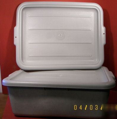 New gray bus tub lids in box lot of 12 each