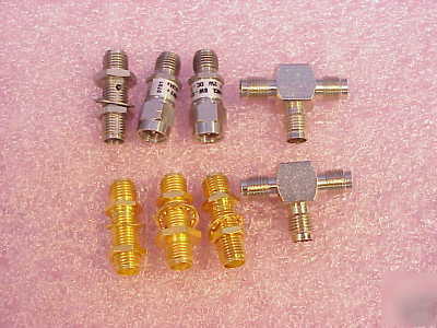 8 assorted sma connectors, attenuators, tee's feed-thru