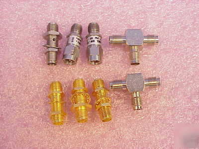 8 assorted sma connectors, attenuators, tee's feed-thru