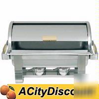 8QT chafer stainless roll top chafing dish gold accents