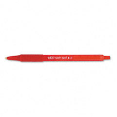 Bic soft feel retractable ballpoint pen, red barrel/ink