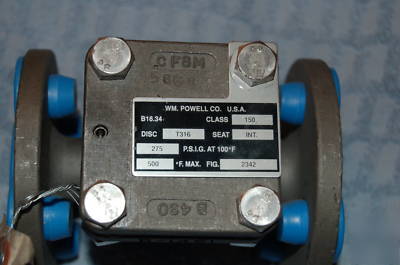 New powell 1/2 inch flanged 150 lb teflon check valve 