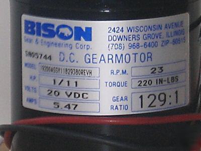 Bison d.c. gearmotor model#: 1900ASSY11829380REVH