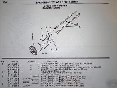 John deere AF2698R 720 730 tach tachometer hour meter