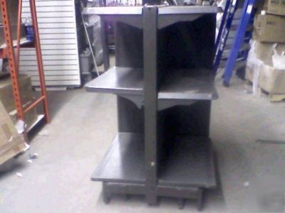 3 sided gondolas w/ wheels gray store fixtures & hooks 