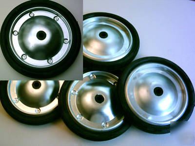 New set of (4) steel toy wheels w/ rubber tires 