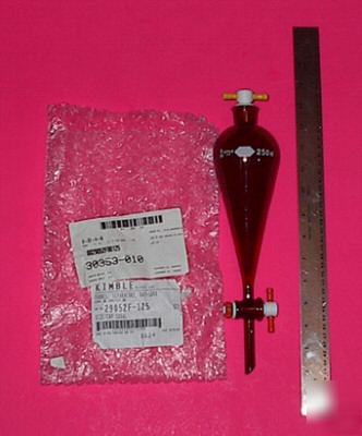 New $180 value 250 ml red glass kimax separatory funnel 