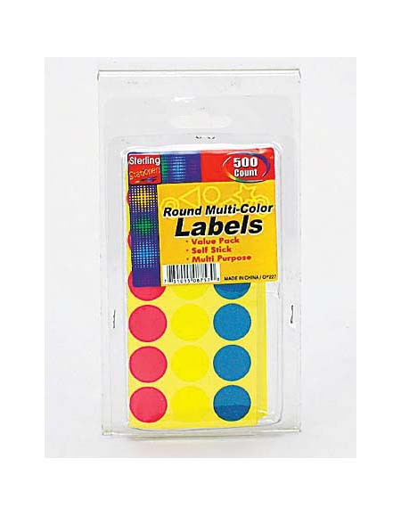 New round labels color wholesale case lot office supply