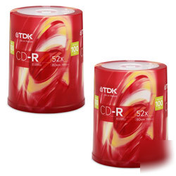 New tdk 200 pack 52X cd-r 700MB media spindle ( 2 x ...