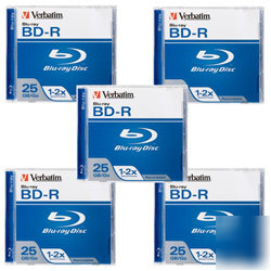 New verbatim blu-ray (bd-r) 25GB 2X (1PK x 5) jewel ...