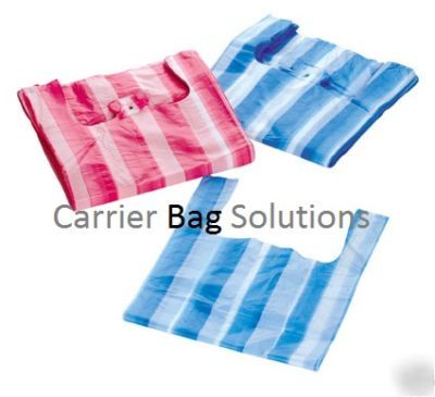 500 blue stripe vest plastic carrier bags - 10