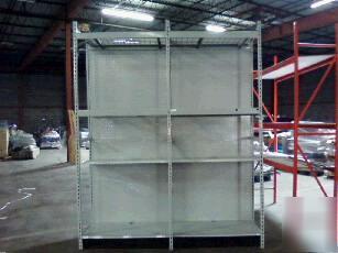 Lozier outrigger shelving used warehouse metal shelves