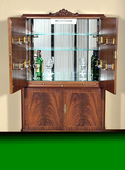Vintage flame mahogany cocktail liquor cabinet bar