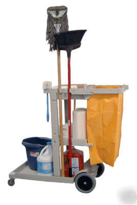 Luxor 3-shelf janitorial cleaning cart free shipping