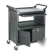 Rubbermaid black two-shelf locking utility cart |1 ea|