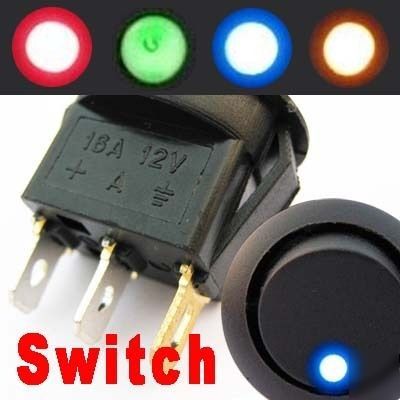 8 x red green bule yellow dot led 12V car rocker switch