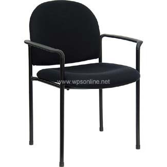 Black steel stacking chair with arms