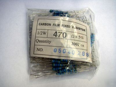 2X200 470OHM 1/2 watt 0.5W axial lead carbon resistors 