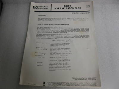 Hp Z8002 inverse assembler model 10302B probe interface