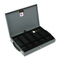 Steel paymaster cash box with 10 compartments double c