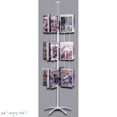 White 24 pocket magazine literature spinner display 