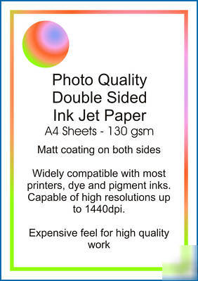 Photo quality paper 130 gsm inkjet paper 50 A4 sheets