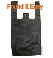 100 10.25X5 x 18 black plastic t-shirt shopping bags 