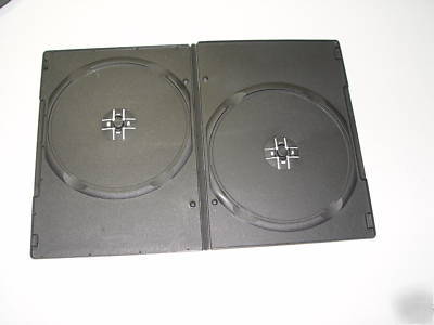 100 slim black double dvd cases 7MM movie cd r box