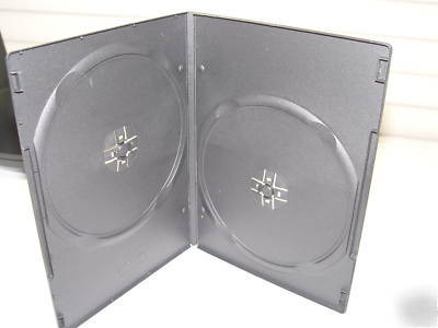 100 slim black double dvd cases 7MM movie cd r box