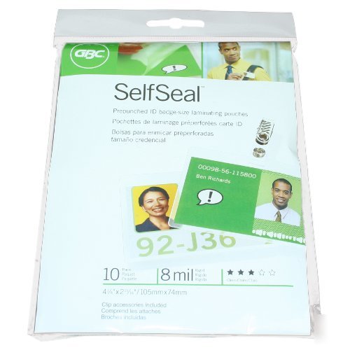 Gbc selfseal prepunched id badge with clips (landscape)