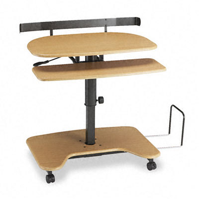 Hi-lo adj pneumatic workstation teak laminate top