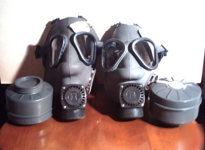 New 2 brand M9 style gas mask & nbc filter w/ amplifier
