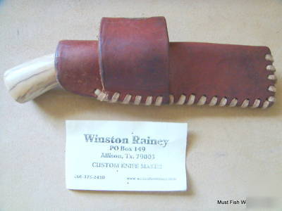 Handmade antler handle fixed blade castrating knife