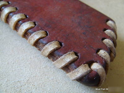 Handmade antler handle fixed blade castrating knife