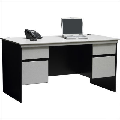 Ameriwood executive desk in alumicast gray and black