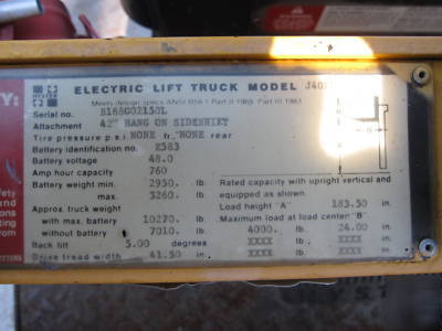 Hyster J40XL electric forklift w/ battery charger