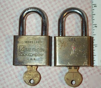 Two used american lock padlocks series L50 (brass body)