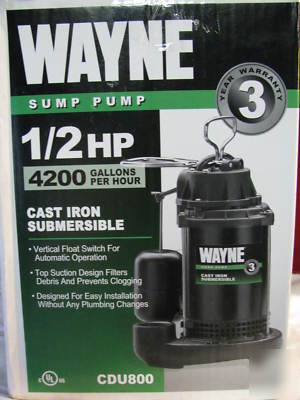 Wayne CDU800 Â½ hp cast iron submersible sump pump