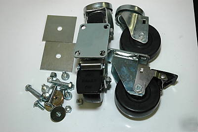 Castor wheel kit of (4) 3.5 inch locking w/ hardware
