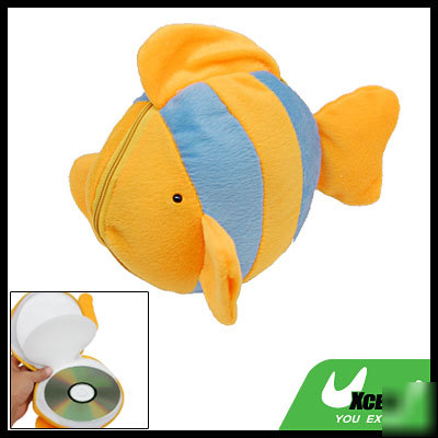 Fish shaped stuffed & plush cd storage bag holds 24 pcs