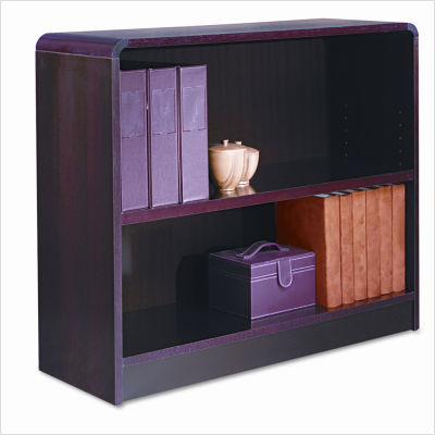 Radius corner bookcase finished back veneer 2-shelf