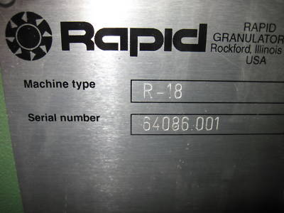 Rapid model r-18 granulator, grinder